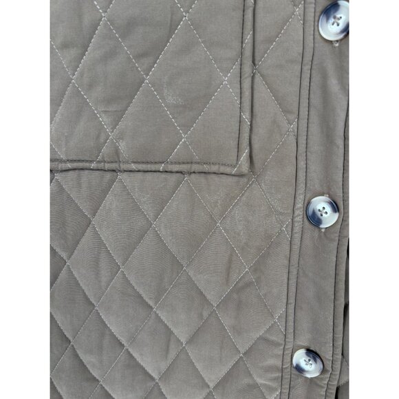 Good American Women's Oversized Quilted Shacket 3/4 (L/XL) Light Brown Outdoor - Picture 8 of 13